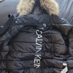 Calvin Klein winter coat with fur on hood